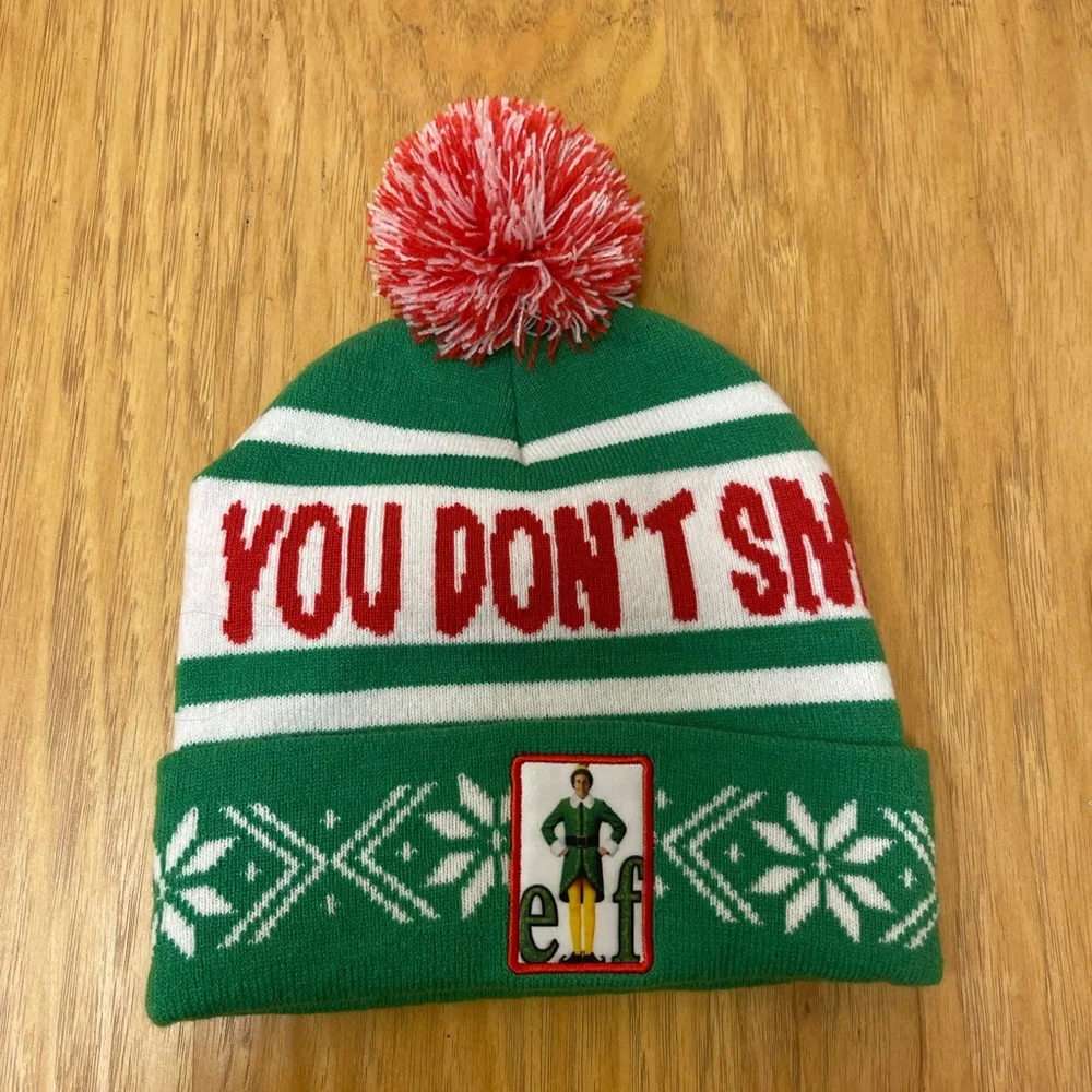 Elf Smell Like Santa Festive Pom Pom Beanie